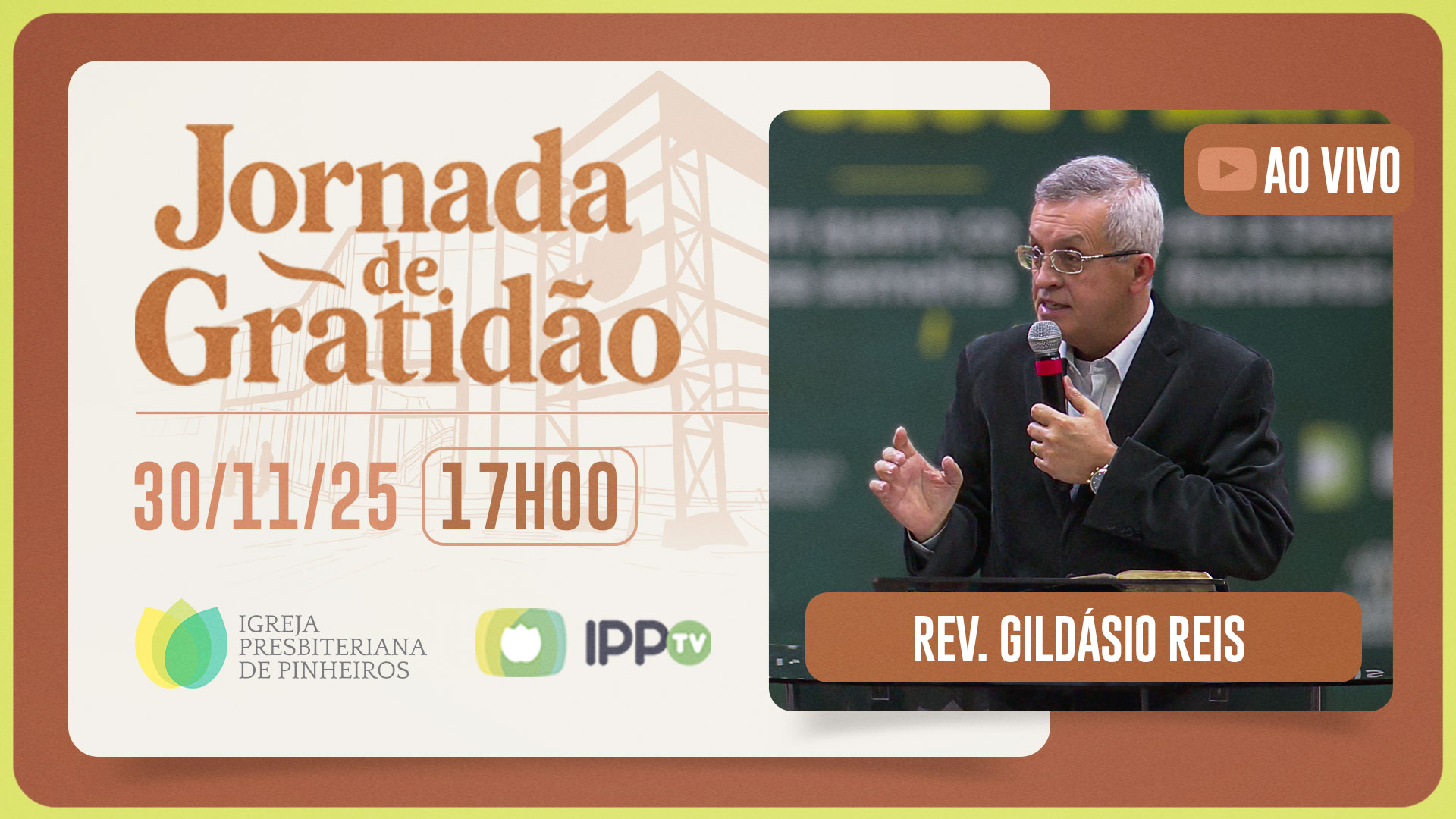 CULTO DOMINICAL | 17H | REV. GILDÁSIO REIS | 30/11/2025